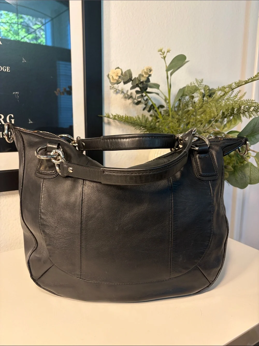 Coach Kristin Woven Leather Round Satchel